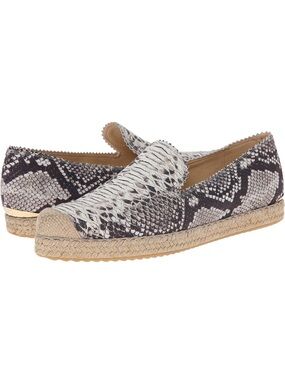 Stuart Weitzman Catalan Woven Espadrille Leather Loafers in Snake Print